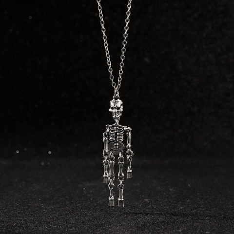 Collana Con Pendente Scheletro Gotico Lega Di Zinco Giunti Mobili Punk Hip Hop Gioielli Halloween Retro Per Uomini Donne