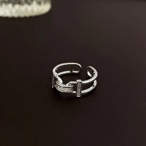 Bagues Ouvertes Ajustables En Zircon Cœur Nœud Plaqué Or Argent Bijoux Luxe Géométrique Minimaliste Pour Femme