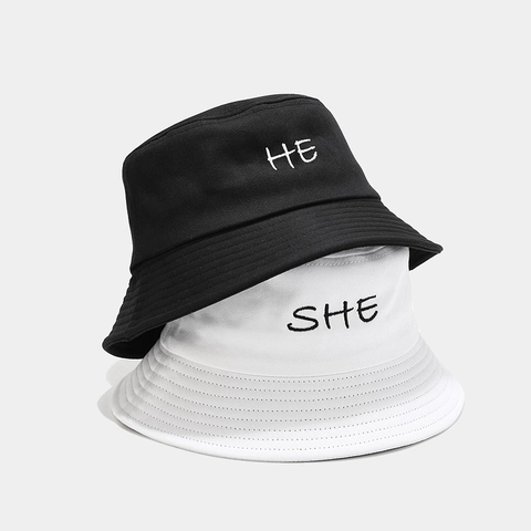 Cappello Alla Pescatora In Cotone Con Ricamo Lettere Casual Pieghevole Protezione Solare Stile Coppia Per Uomo E Donna