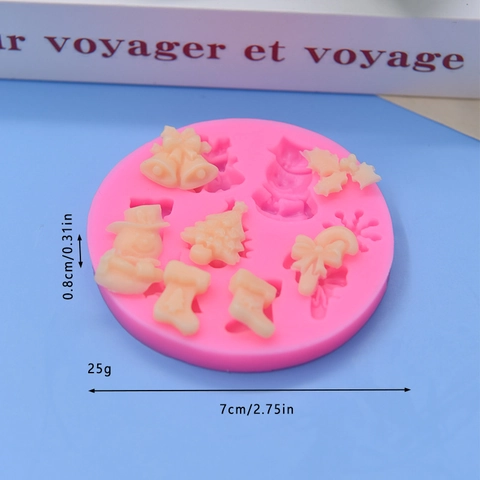 Kerst Siliconen Vorm Sneeuwpop Bel Sok Boom Vorm Roze DIY Bakken Taart Chocolade Fondant Gereedschap