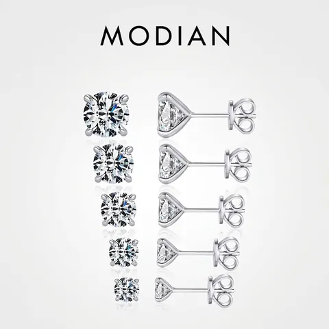 Luxury 925 Sterling Silver Moissanite Stud Earrings For Women Round Brilliant Cut D Color VVS1 With GRA Certificate Jewelry