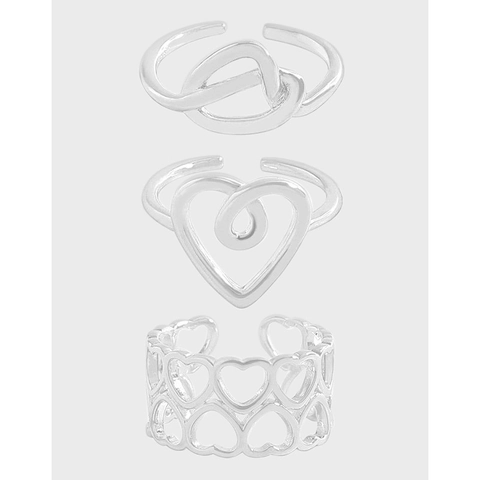 925 Sterling Silver Heart Rings Hollow Knot Adjustable Open Finger Jewelry Minimalist Elegant Jewelry For Women