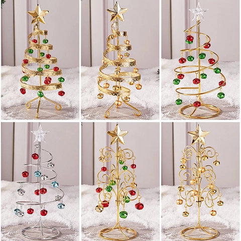 Albero Di Natale In Ferro A Spirale Decorazione Da Tavolo Con Stella E Campanelli Per Festa