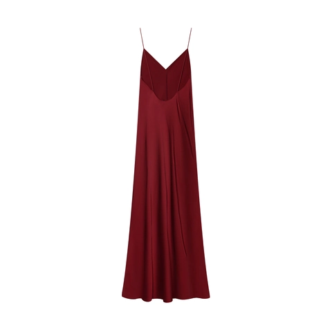 Elegante Maxi-Jurk Met Diepe V-Hals En Open Rug Van Satijn Acetaat Polyester Camisole Feestavond Voor Dames