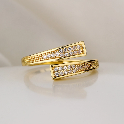 Anillos Abiertos Geométricos Irregulares Cobre Chapado En Oro Circonita Cúbica Ajustable Joyería De Moda Para Mujeres