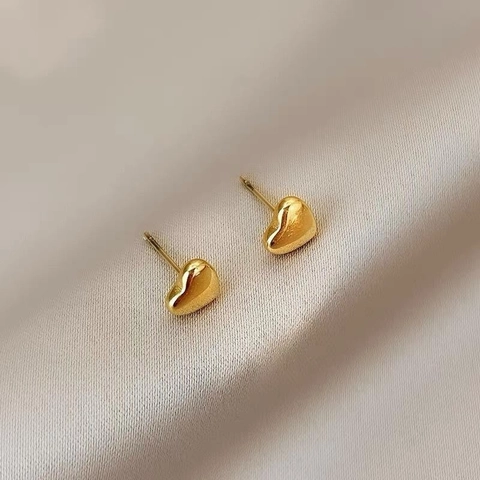 Minimalist Heart Stud Earrings Polished Titanium Steel Cute Small Elegant Jewelry For Women Girls