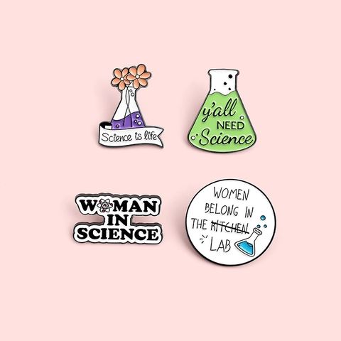 Spille in Lega a Cartone Animato Smalto Scienza Laboratorio Spille per Donne Scienziato Farmacista Distintivo Scienza Regalo