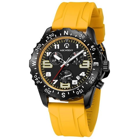 Chronograph Multi-Functional Men's Sport Quartz Watch With Silicone Strap Alloy Case Luminous Outdoor Waterproof Wristwatch