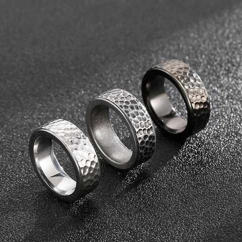 Anillo De Banda Con Textura Martillada Acero Inoxidable 316L Estilo Punk Industrial Vintage Joyería Para Hombre Regalo Minimalista