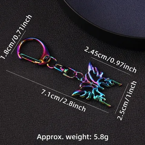 Colorful Butterfly Keychain Iridescent Alloy Hollow Out Millennium Style Bag Charm Niche Design Rainbow Metal Key Ring