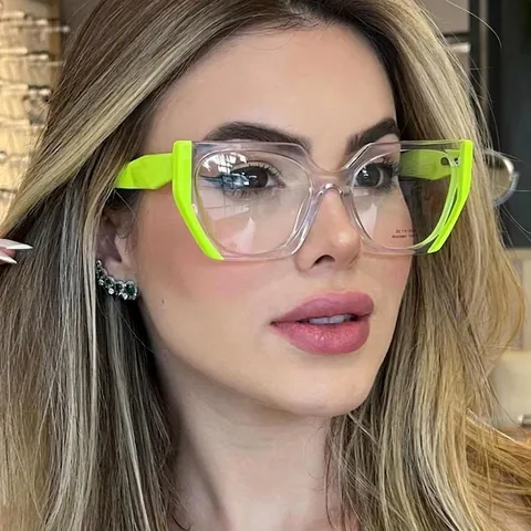 Γυαλιά Προστασίας Από Μπλε Φως Cat Eye TR90 Οξική Κυτταρίνη Γεωμετρικός Μεγάλος Σκελετός Αντίθεση Χρωμάτων Ρετρό Γυναίκες Άνδρες