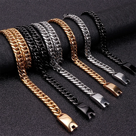 Collar De Cadena De Eslabones Cubanos De Acero Inoxidable Para Hombres Niños Gruesa Hip Hop Punk Joyería Pulida