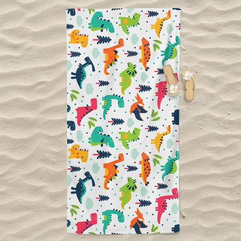 Kids Microfiber Beach Towel Quick Dry Sand Free Cartoon Dinosaur Printed Large Bath Towel For Swimming Travel Pool