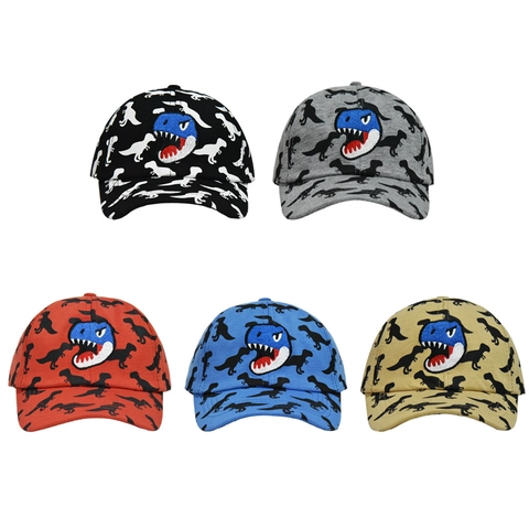 Kids Baseball Cap Cotton Dinosaur Embroidery Silhouette Print Sun Protection Outdoor Summer Hat For Boys Girls