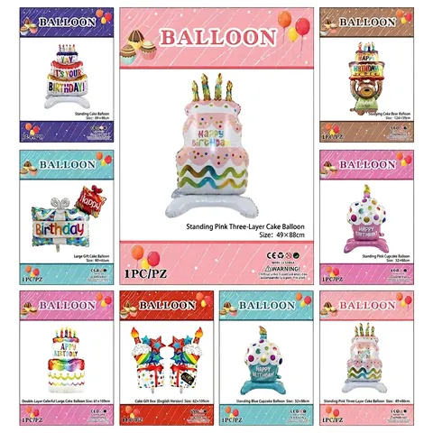 Palloncini In Alluminio A Forma Di Torta Di Compleanno In Piedi Orsetto Cartoon Per Decorazioni Per Feste Novità