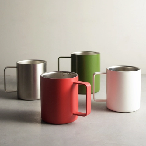 316 Edelstahl Kaffeebecher Doppelwandige Isolierte Tasse Mit Griff Interner Skala Nordisch Minimalistisch