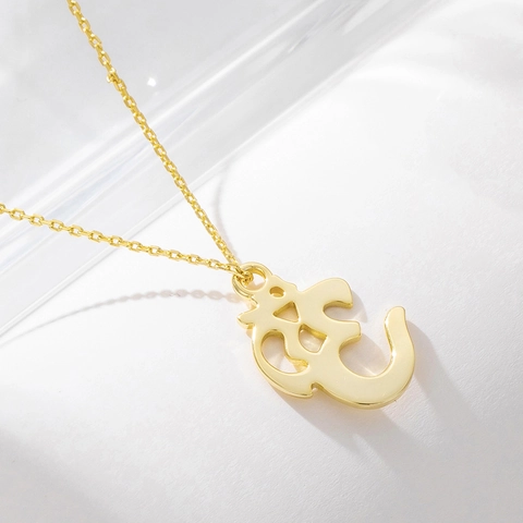 Collar Con Colgante De Símbolo Om De Plata De Ley 925 Joyería Espiritual De Yoga Hueca Minimalista Para Mujer