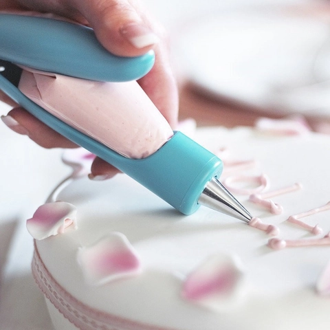Multifunctional Cake Decorating Icing Gun Kit With Stainless Steel Nozzles Reusable Pastry Bags Baking Tools For DIY Cupcake Dessert Blue