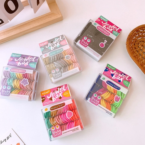 Boxed Candy Color Hair Ties High Elastic Seamless Rubber Bands In Box For Kids Girls Baby Hair Styling Accessories