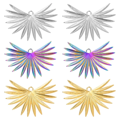 Pendente Foglia In Acciaio Inossidabile Forma Ventaglio Placcatura Sottovuoto Accessorio Fai Da Te Gioielli Minimalista Per Donna