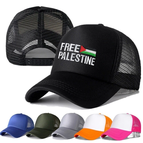 Cappello Trucker Free Palestine Cotone Poliere Mesh Ricamo Snapback Regolabile Cappello Da Baseball Vintage Retro Unisex