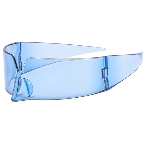 Futuristische Vizier Zonnebril Voor Heren Dames Y2K Wrap Around Uit Één Stuk PC Frame UV400 Cyberpunk Party Bril