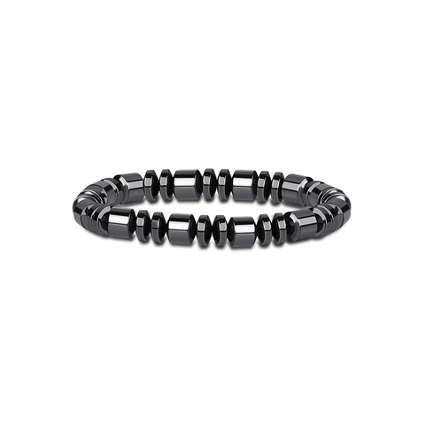 Herren Hämatit Perlenarmband Elastisch Poliert Naturstein Schmuck Yoga Mode Lässig