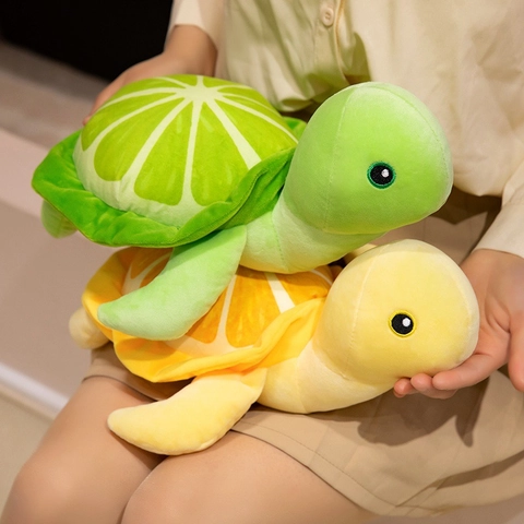 Fruit Lemon Turtle Plush Toy Soft Stuffed Sea Turtle Animal Doll For Kids Home Decor Cute Throw Pillow Gift