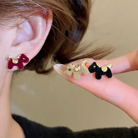 Boucles D'oreilles Puces Cheval Flocage Vintage Avec Tige En Argent Bijoux Animal En Alliage Pour Femmes