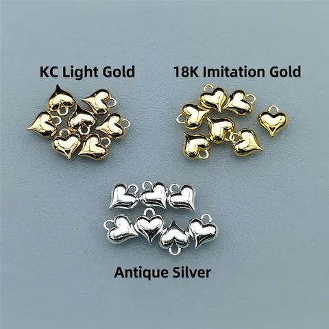 Heart Shape Alloy Charms Dimensional Pendants For DIY Bracelet Necklace Earring Jewelry Making Accessories Vintage Style