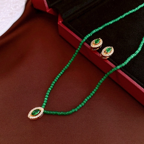 Vintage French Style Green Zircon Marquise Earrings With Silver Earring Post Copper Cubic Zirconia Jewelry For Women