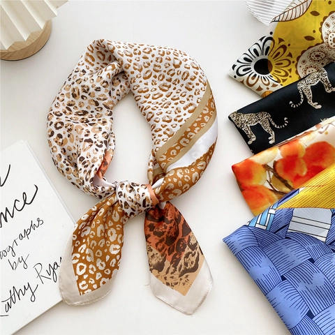 Square Scarf Satin Satin Feeling Printed Neckerchief For Hair Head Neck Handbag Accessories Fashion Elegant For Women