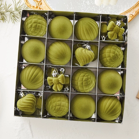 Ornamenti Natale Palle Velluto Floccato Plastica Cuore Fiocco Forme Decorazione Appesa Albero Festiva