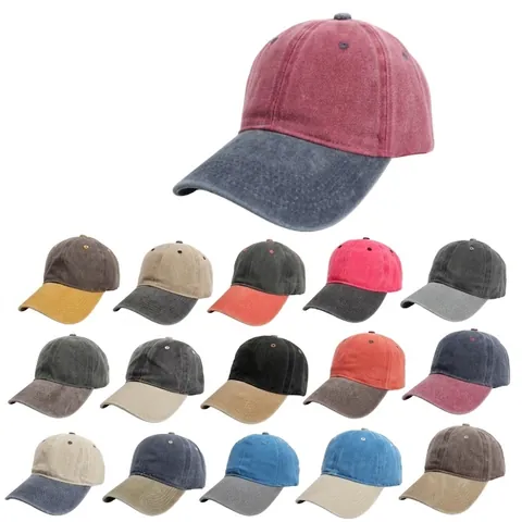 Cappellino Da Baseball In Cotone Lavato Vintage Colorblock Distressed Dad Hat Protezione Solare Regolabile Moda Esterna