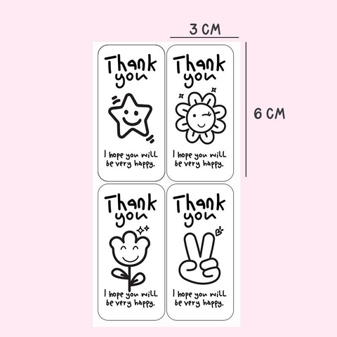 Dankeschön Aufkleber Selbstklebendes Papier Cartoon Blumen Siegel Etiketten Für Geschenkbox Verpackung Dekoration
