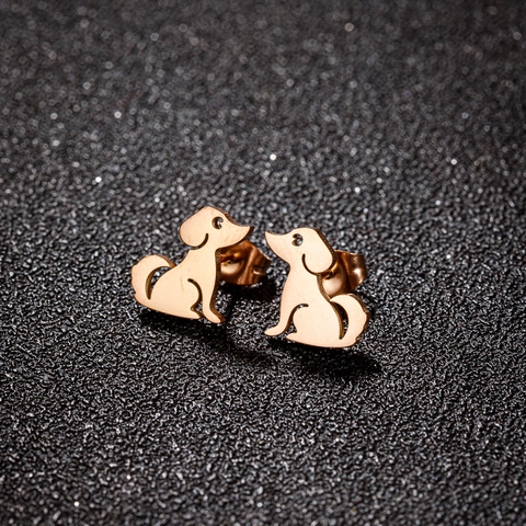 Süße Hund Tier Ohrstecker Edelstahl Minimalistische Welpen Silhouette Schmuck Für Damen Mädchen