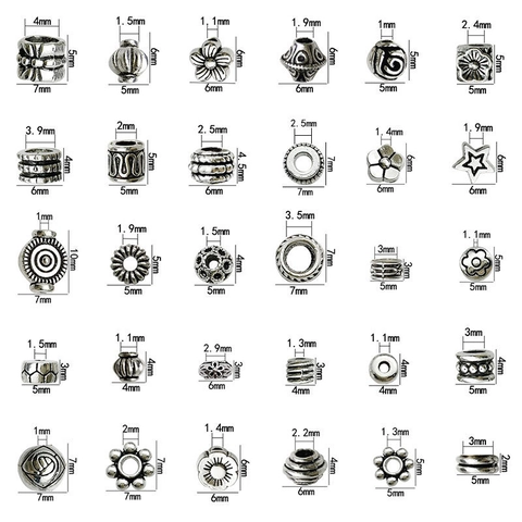 Cuentas Espaciadoras De Aleación De Plata Antigua Estilo Mixto Vintage Cuentas Sueltas Para Hacer Joyas De Bricolaje Pulsera Collar