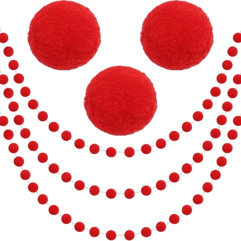 Christmas Pom Pom Garland Polyester Felt Ball String Soft Round Hanging Ornaments For Home Party Holiday Decoration Festive