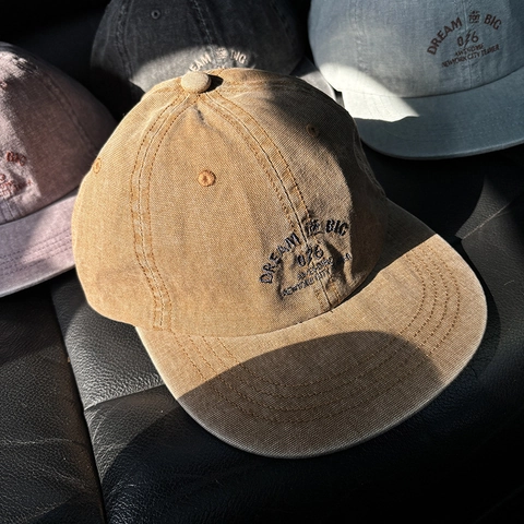 Berretto Da Baseball In Cotone Lavato Vintage Ricamo Dream Big Retrò Regolabile Cappello Da Sole Streetwear