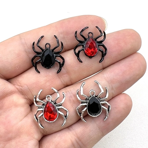 Ciondoli A Forma Di Ragno Per Creazione Gioielli Fai Da Te Lega Di Zinco Strass Goccia Gotico Halloween