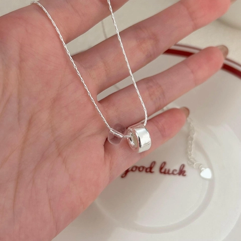 Collana In Argento Sterling 925 Minimalista Con Cerchio Tondo E Ciondolo A Sfera Trasparente Gioielli Eleganti Da Donna