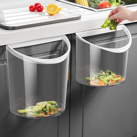 Pattumiera Da Cucina A Parete In Plastica Trasparente Cestino Pensile Per Anta Armadio Contenitore Per Rifiuti Moderno