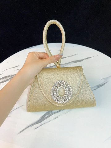 Damen Glänzend Glitzer Abendtasche Rund Strass Schnalle Clutch Handtasche Mit Abnehmbarer Kette Party Hochzeit