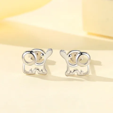 925 Sterlingsilber Hohl Elefant Ohrstecker Klein Süß Tier Poliert Minimalistischer Schmuck Für Damen Mädchen Geburtstagsgeschenk