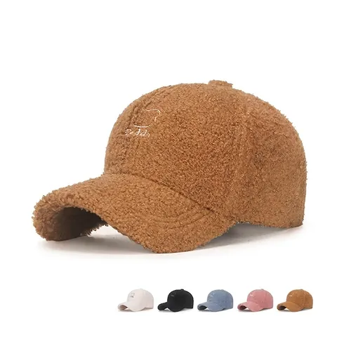Cappello Da Baseball In Pile Teddy Caldo Invernale Ricamo Orso Regolabile Berretto Casual Per Donne Uomini