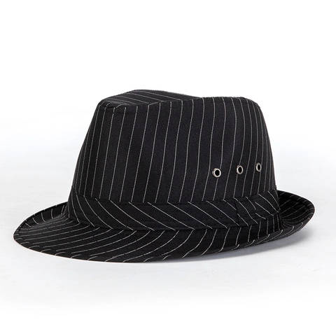 British Style Men's Striped Fedora Hat Fashionable Jazz Hat Breathable Sun Protection Classic Gentleman Cap For Spring Summer