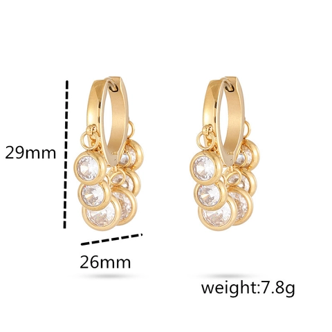 Fashion 18K Gold Plated Stainless Steel Round Hoop Earrings With Colorful Rhinestone Charms For Women Jewelry Gift