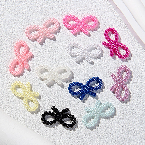 Bowknot DIY Craft Beads ABS Imitation Artificial Pearl Flatback Ornaments For Jewelry Making Phone Case Nail Art Decoration