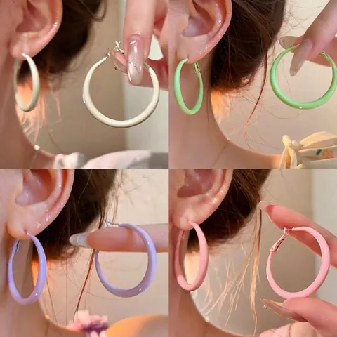 Pendientes De Aro Minimalistas Geométricos Redondos Cuadrados Estrella Aleación Colorida Con Silver Earring Post Mujer
