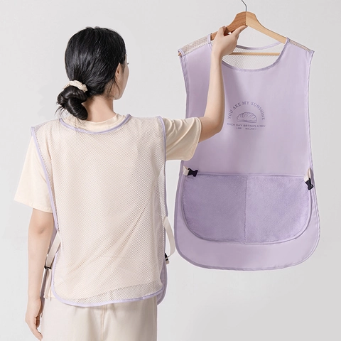 Grembiule Gilet Schiena In Rete Traspirante Impermeabile Poliestere Cucina Cucinare Camice Con Grandi Tasche Fibbie Laterali Donne